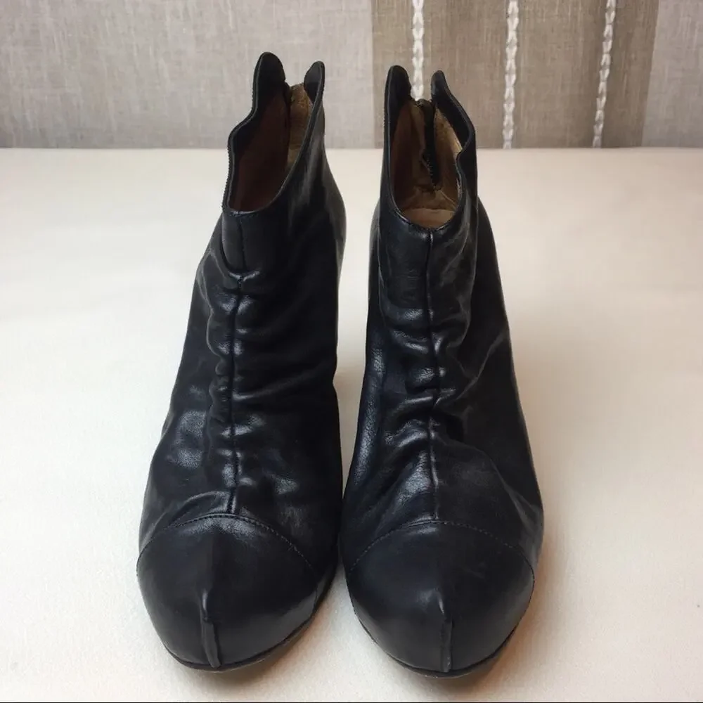 Fiorentini & Baker Leather Chunky Heel Ankle Boots,‎ Black, Sz 9.5
